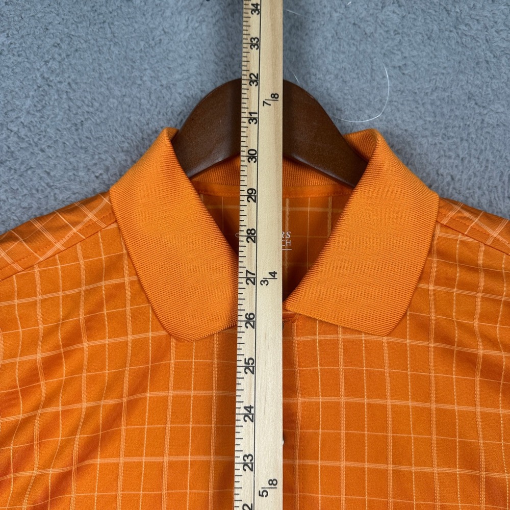 Masters Tech Golf Polo Mens Large Orange Windowpane Check Short Sleeve Shirt - Picture 7 of 9